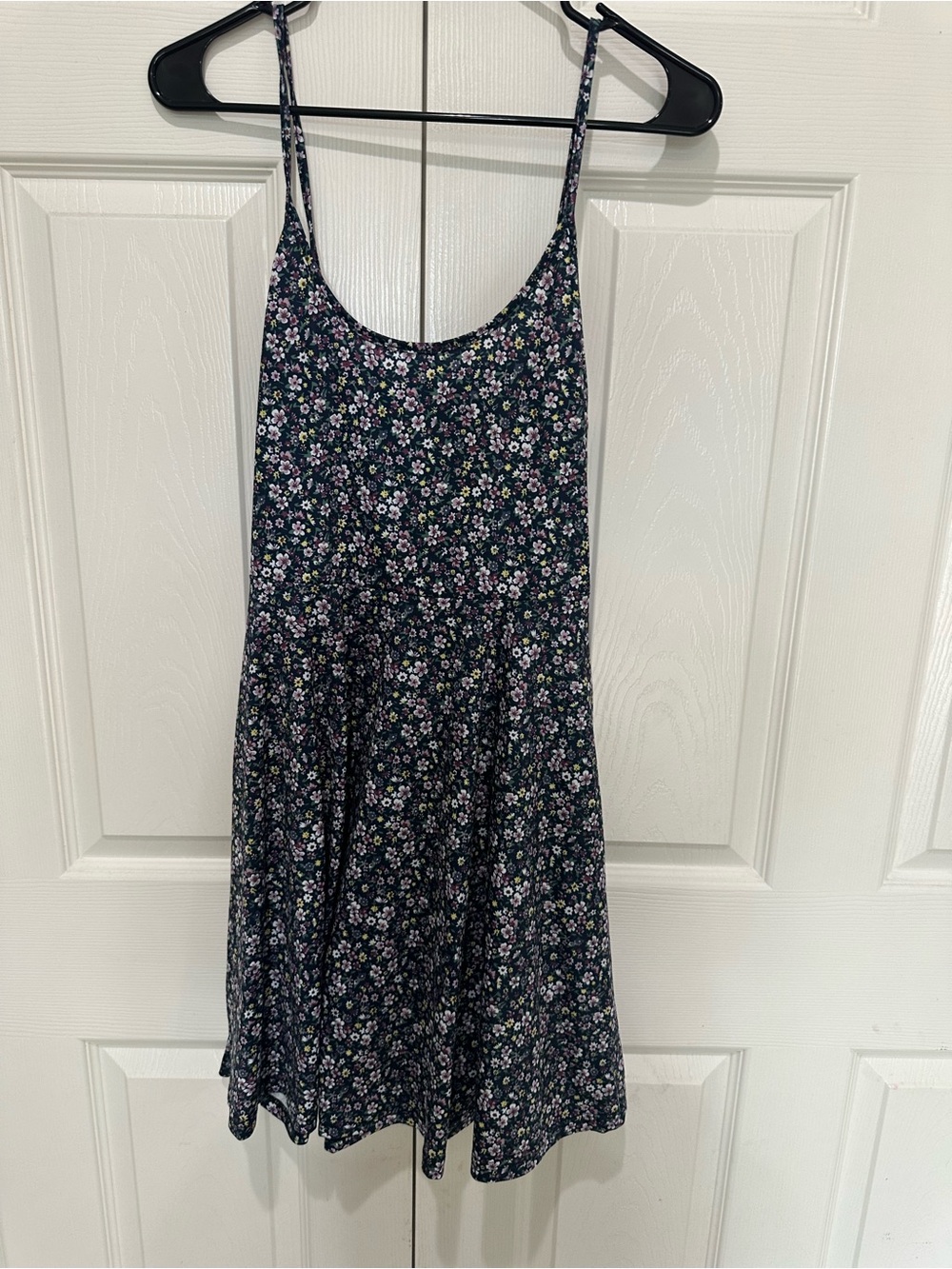 Girls' Navy Floral Spaghetti-Strap Dress